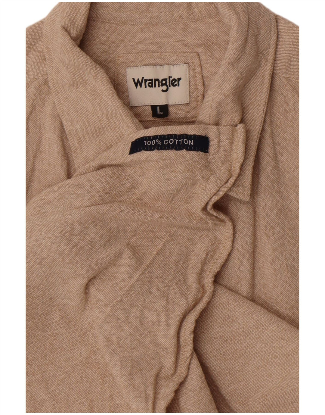 Wrangler Mens Short Sleeve Shirt Large Beige Cotton