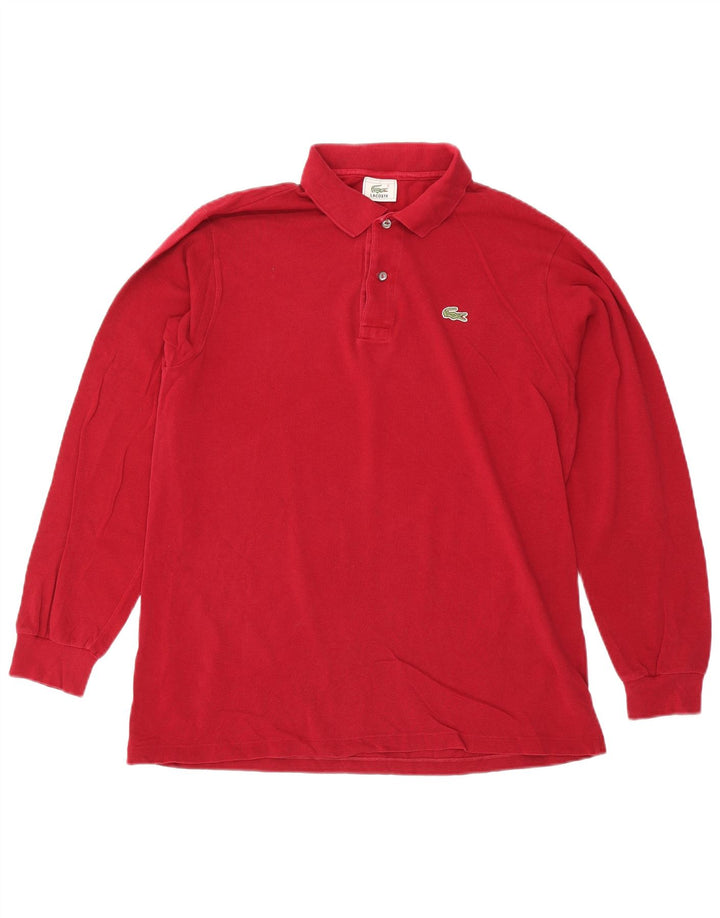 Lacoste Mens Long Sleeve Polo Shirt Size 4 Medium Red Cotton