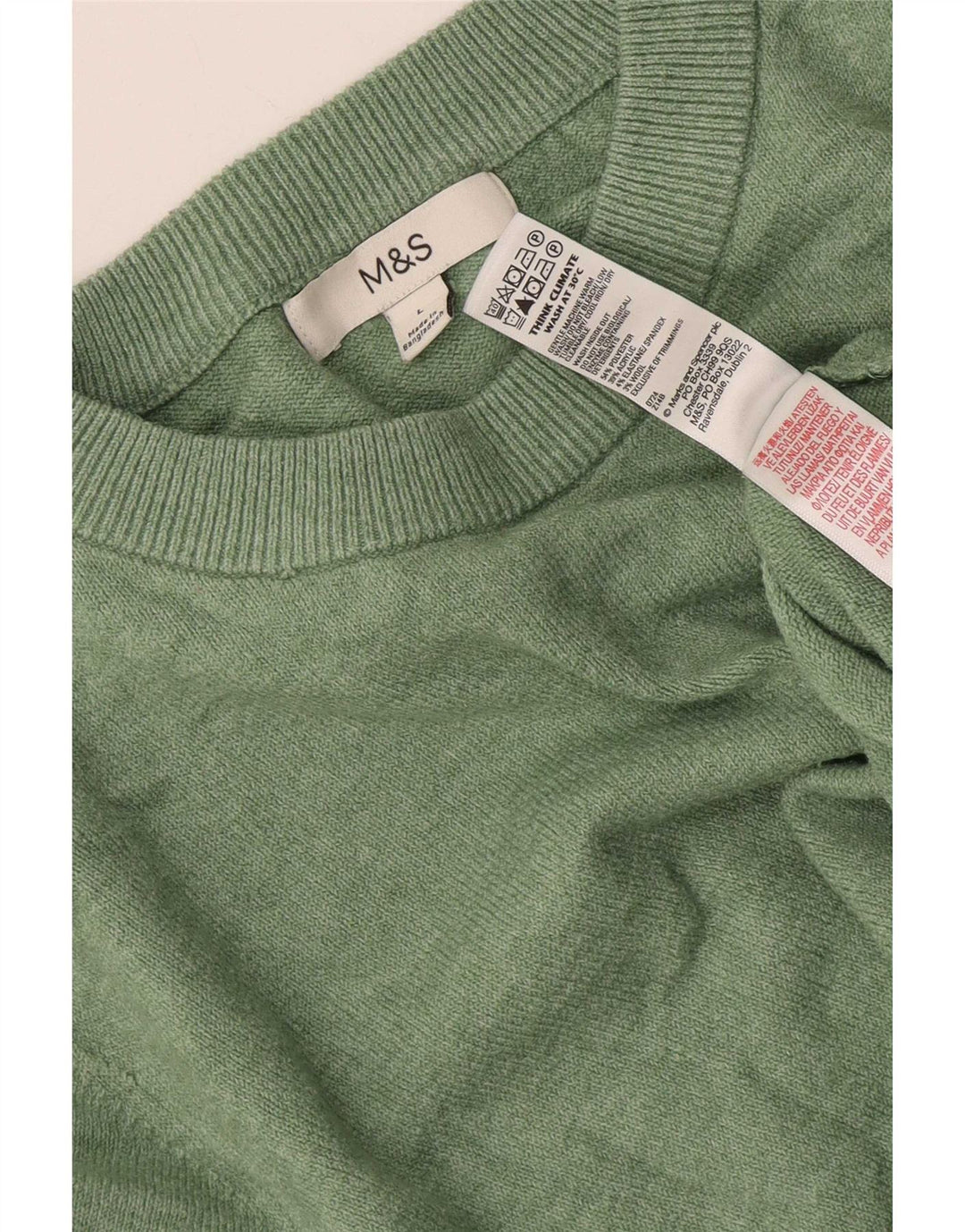 Marks & Spencer Womens Oversized Crew Neck Jumper Sweater UK 16 Large Green