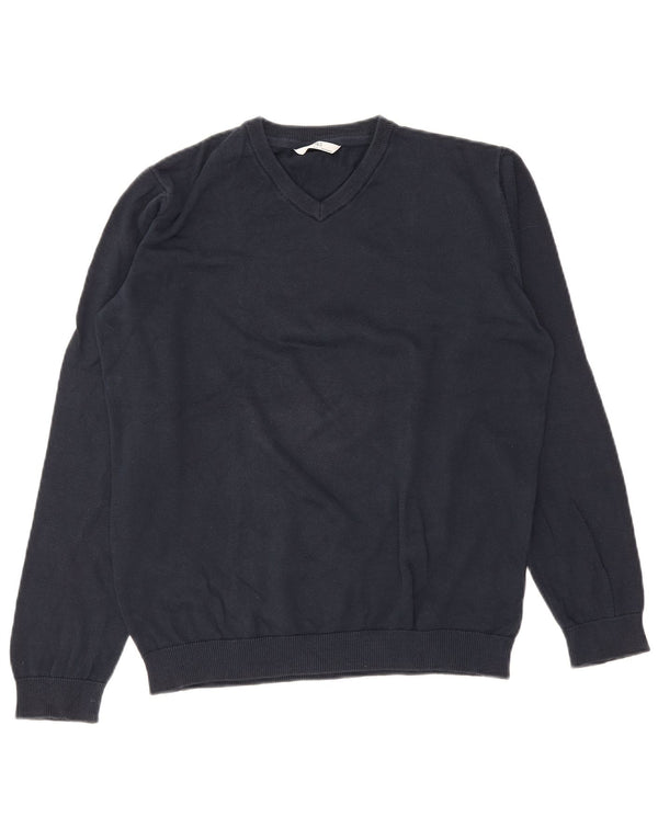 Marks & Spencer Boys V-Neck Jumper Sweater 15-16 Years Navy Blue Cotton