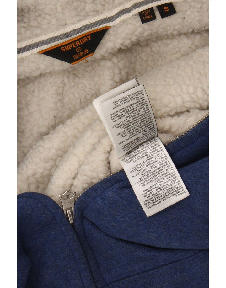 Superdry Mens Zip Hoodie Sweater Small Blue Cotton