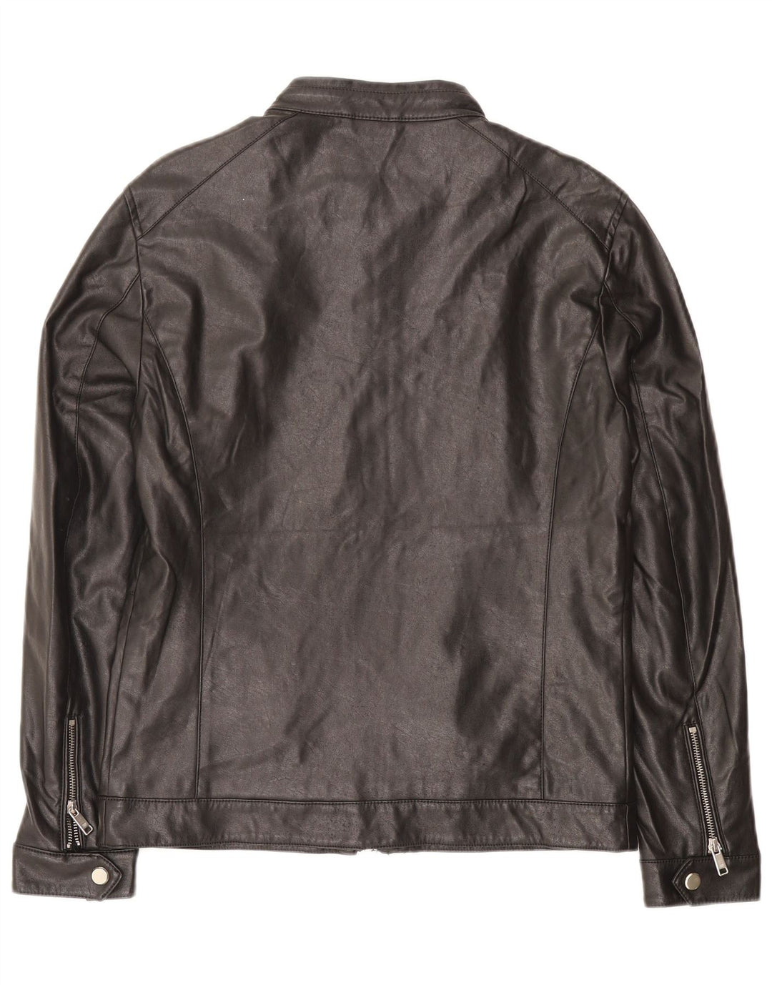 Zara Mens Leather Jacket UK 38 Medium Black