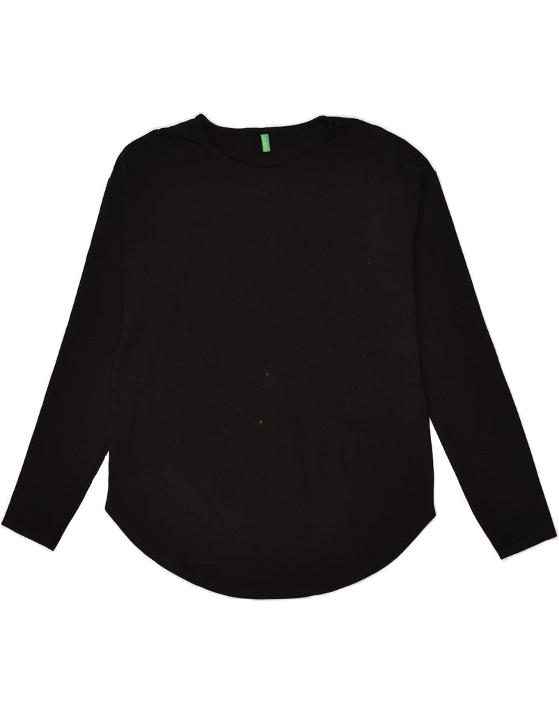 BENETTON Womens Top Long Sleeve UK 14 Medium Black Viscose | Vintage Benetton | Thrift | Second-Hand Benetton | Used Clothing | Messina Hembry 