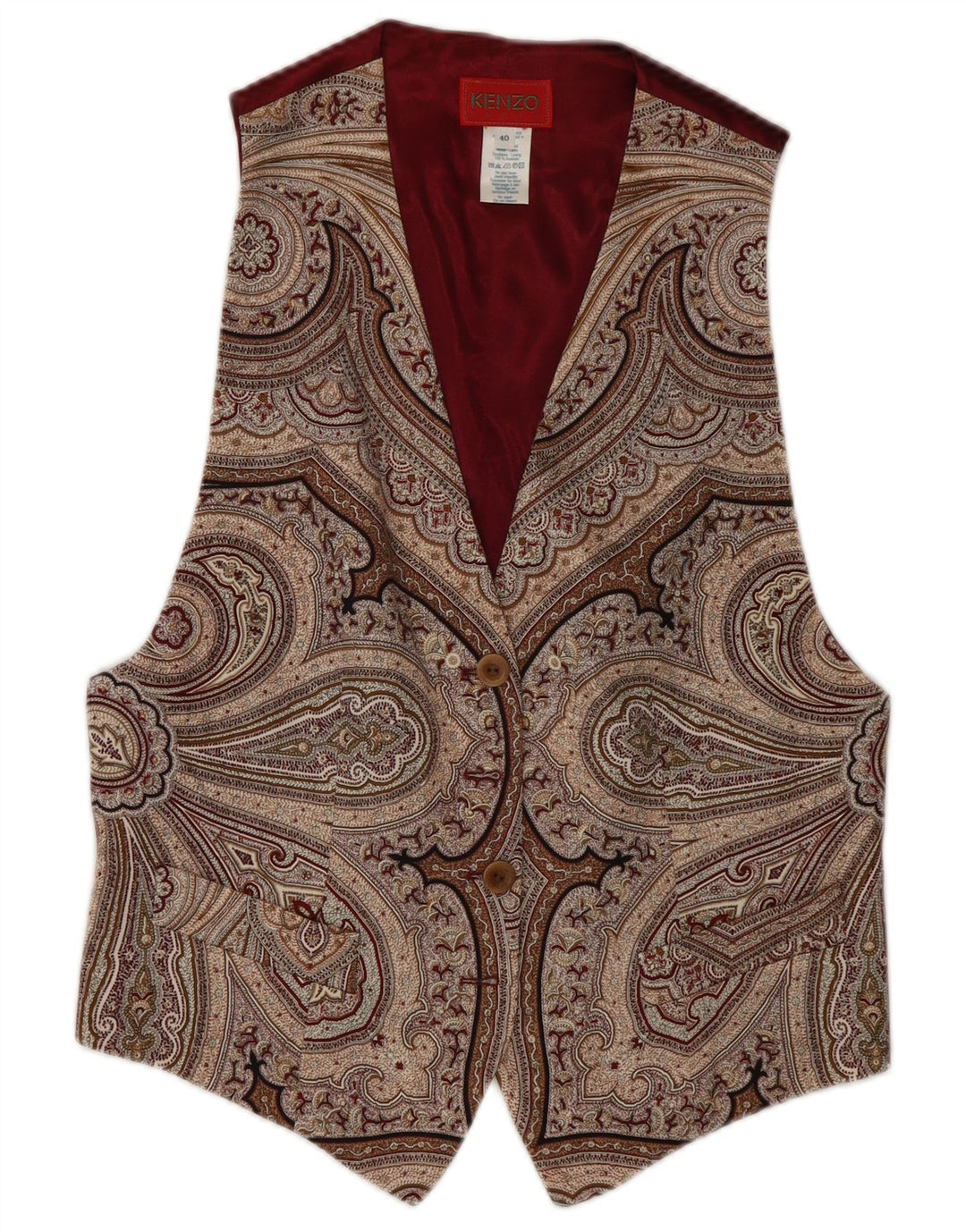 Kenzo Womens Waistcoat EU 40 Medium Multicoloured Paisley Wool