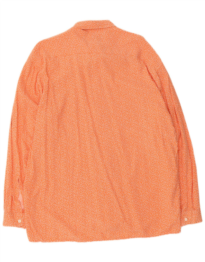 Trussardi Mens Shirt Large Orange Floral Cotton