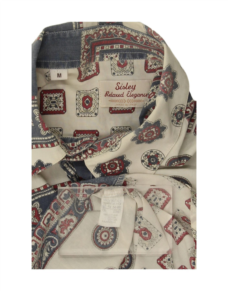 SISLEY Mens Relaxed Elegance Shirt Medium Blue Patchwork Cotton Vintage Sisley and Second-Hand Sisley from Messina Hembry 
