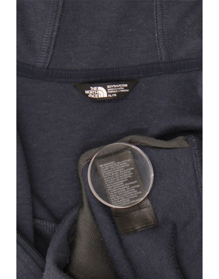 THE NORTH FACE Boys Zip Hoodie Sweater 13-14 Years XL Navy Blue Polyester