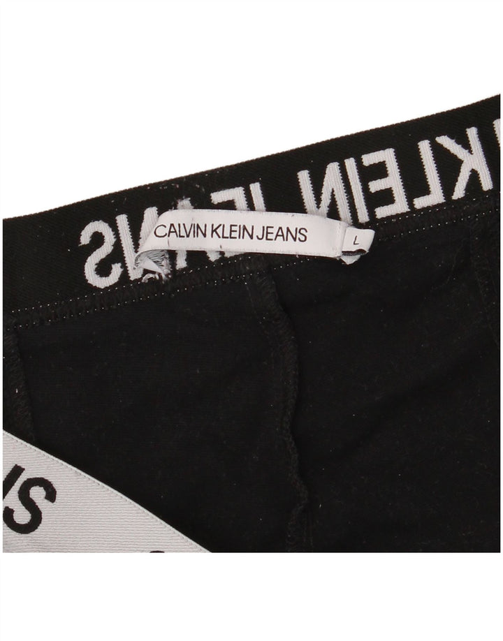 CALVIN KLEIN Womens Graphic Leggings UK 16 Large  Black