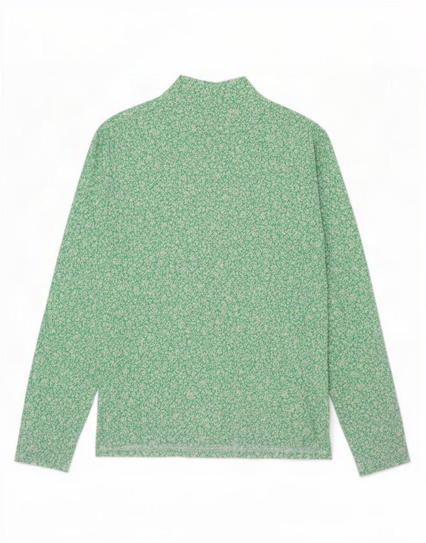 Marks & Spencer Womens Top Long Sleeve UK 12 Medium Green Floral Cotton