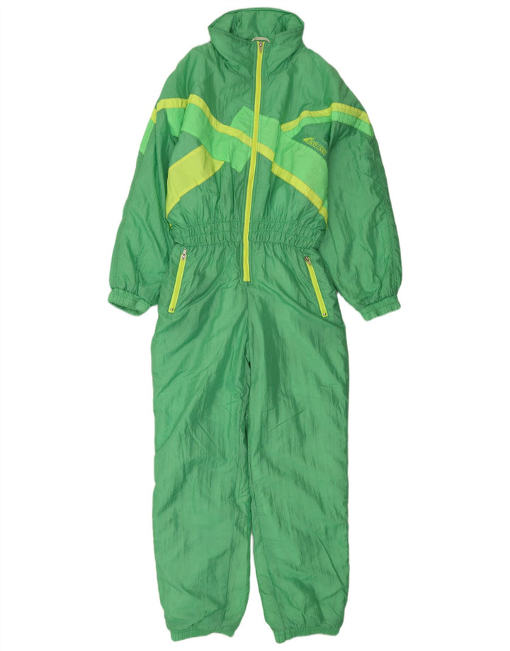 Vintage Womens Ski Jumpsuit UK 14 Large  Green Colourblock