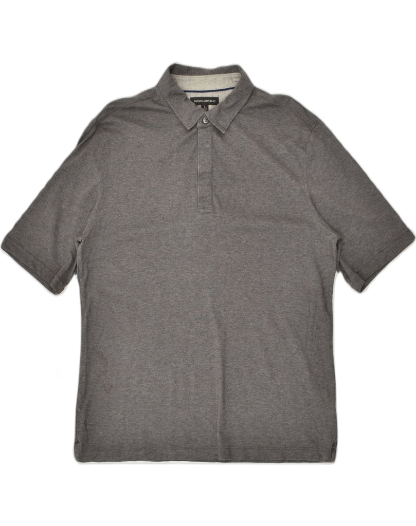 BANANA REPUBLIC Mens Polo Shirt Large Grey Cotton | Vintage Banana Republic | Thrift | Second-Hand Banana Republic | Used Clothing | Messina Hembry 