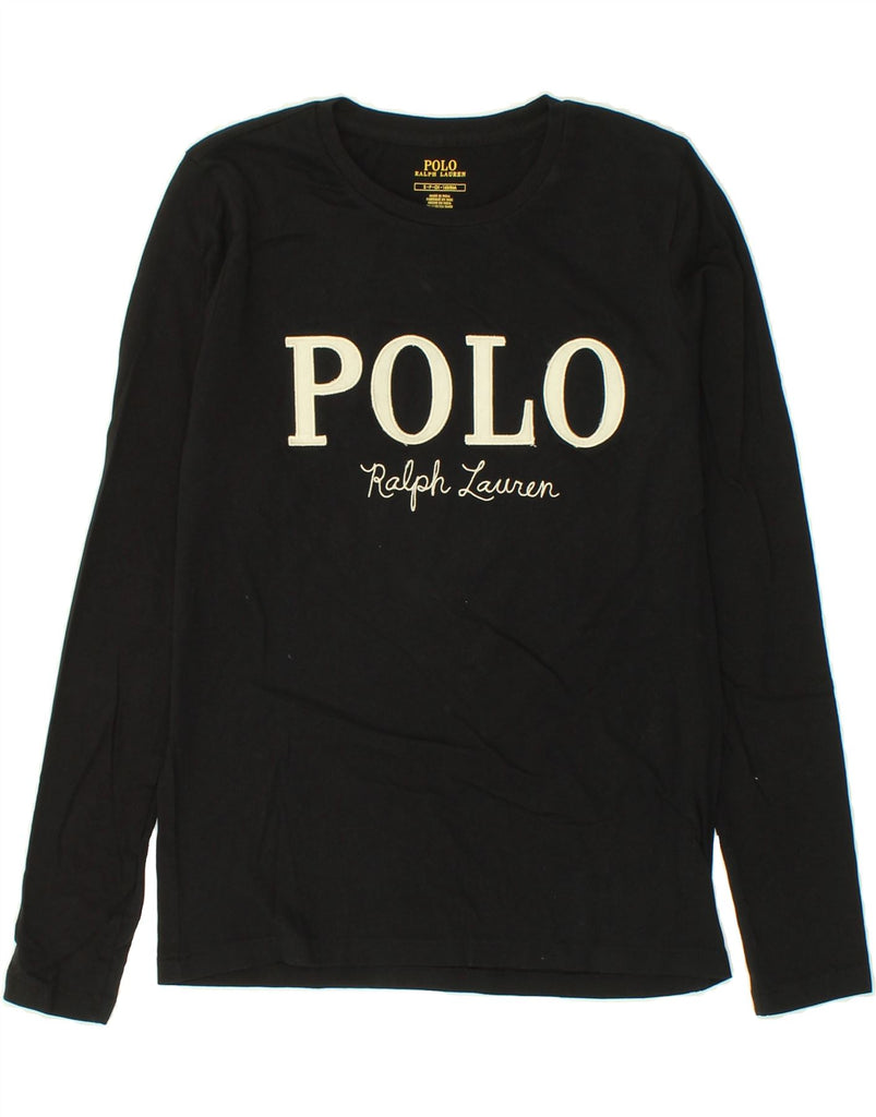 POLO RALPH LAUREN Girls Graphic Top Long Sleeve 13-14 Years Small Black | Vintage Polo Ralph Lauren | Thrift | Second-Hand Polo Ralph Lauren | Used Clothing | Messina Hembry 