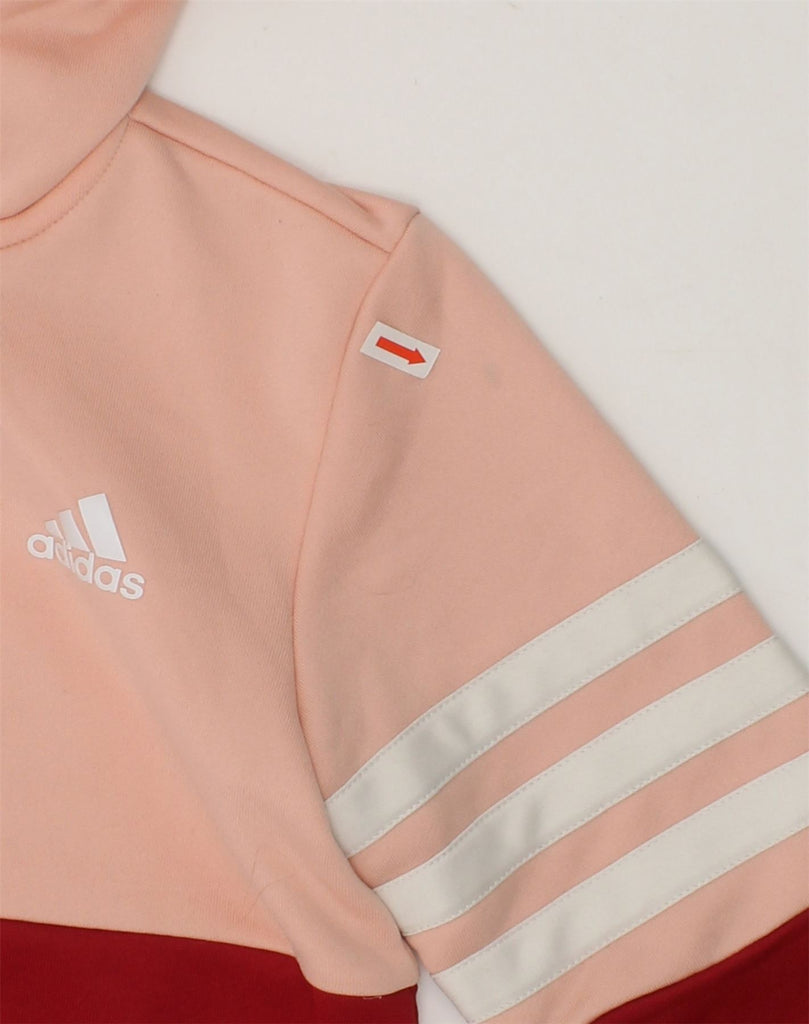 ADIDAS Girls Graphic Zip Hoodie Sweater 9-10 Years Pink Colourblock | Vintage Adidas | Thrift | Second-Hand Adidas | Used Clothing | Messina Hembry 