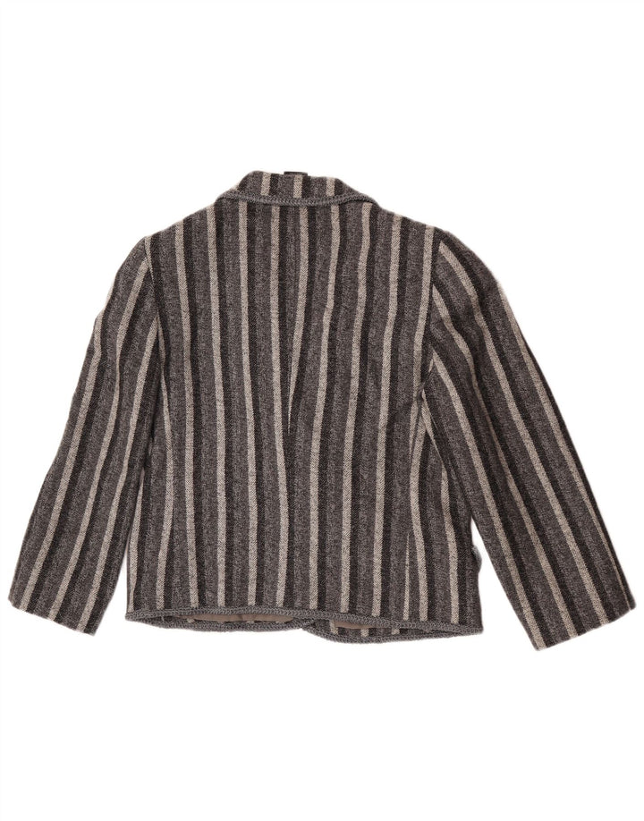 Vintage Womens Double Breasted Blazer Jacket UK 12 Medium Grey Striped