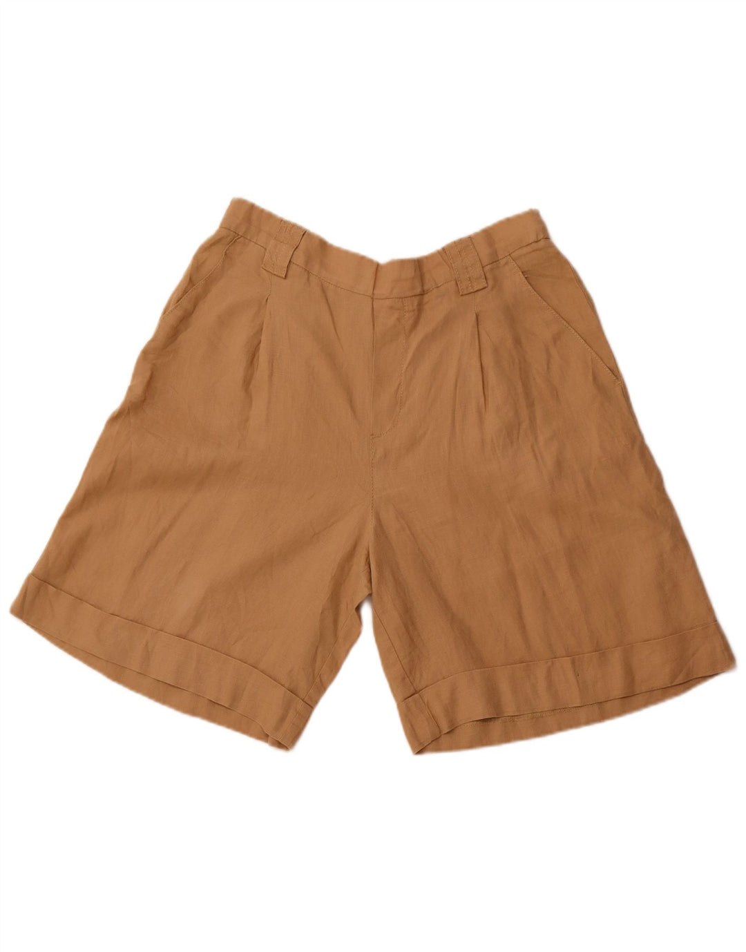 BENETTON Mens High Waist Casual Shorts W32 Medium  Brown Linen