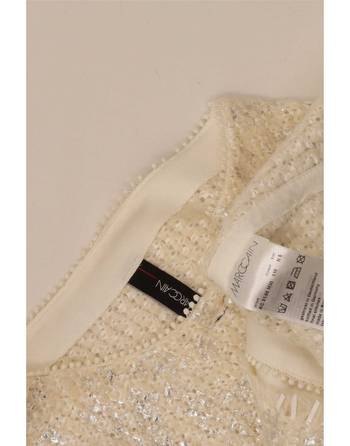 Marc Cain Womens 4 Button Blazer Jacket Size 6 XL White Acrylic
