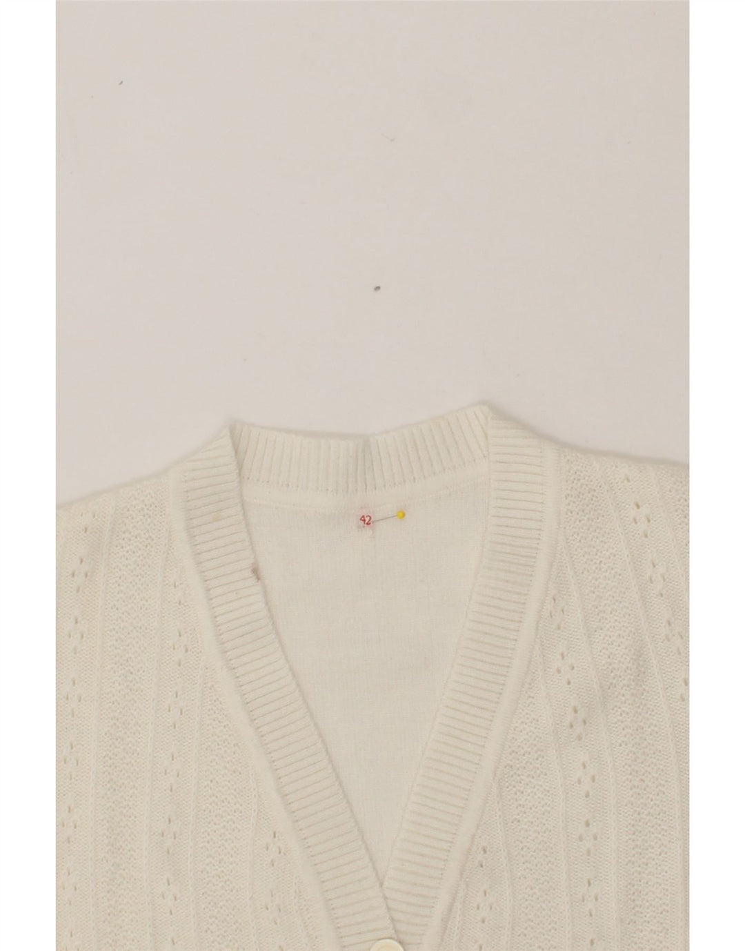 VINTAGE Womens Short Sleeve Cardigan Sweater IT 42 Medium White Vintage Vintage and Second-Hand Vintage from Messina Hembry 
