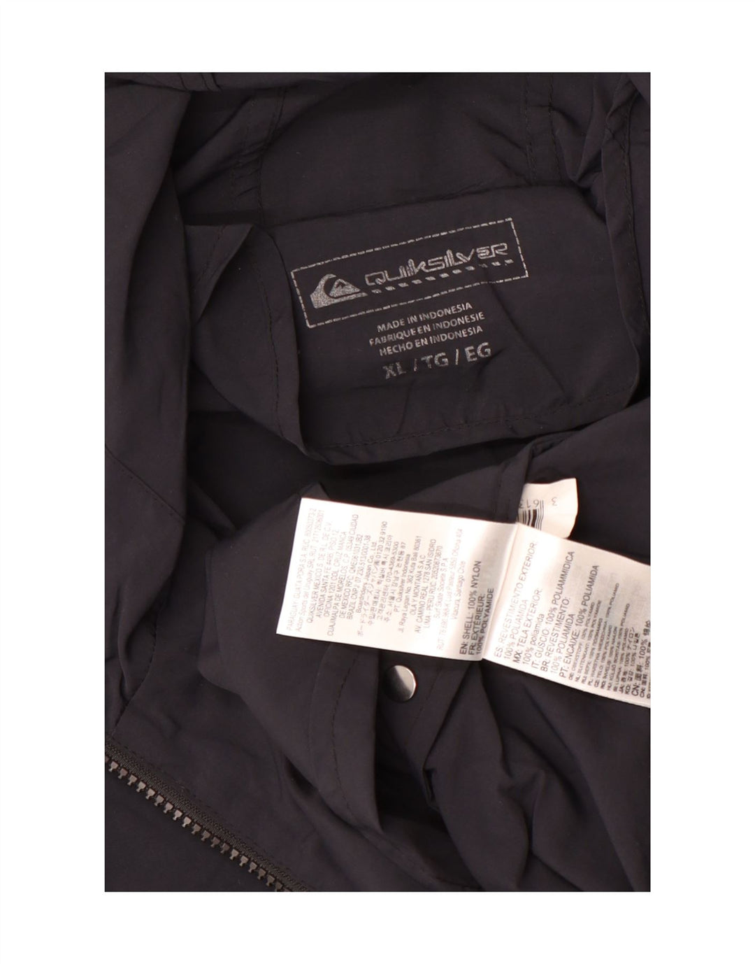 Quiksilver Mens Graphic Pullover Rain Jacket UK 42 XL Black Nylon