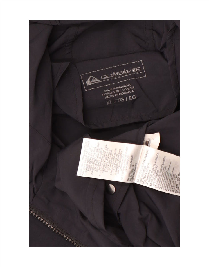 Quiksilver Mens Graphic Pullover Rain Jacket UK 42 XL Black Nylon