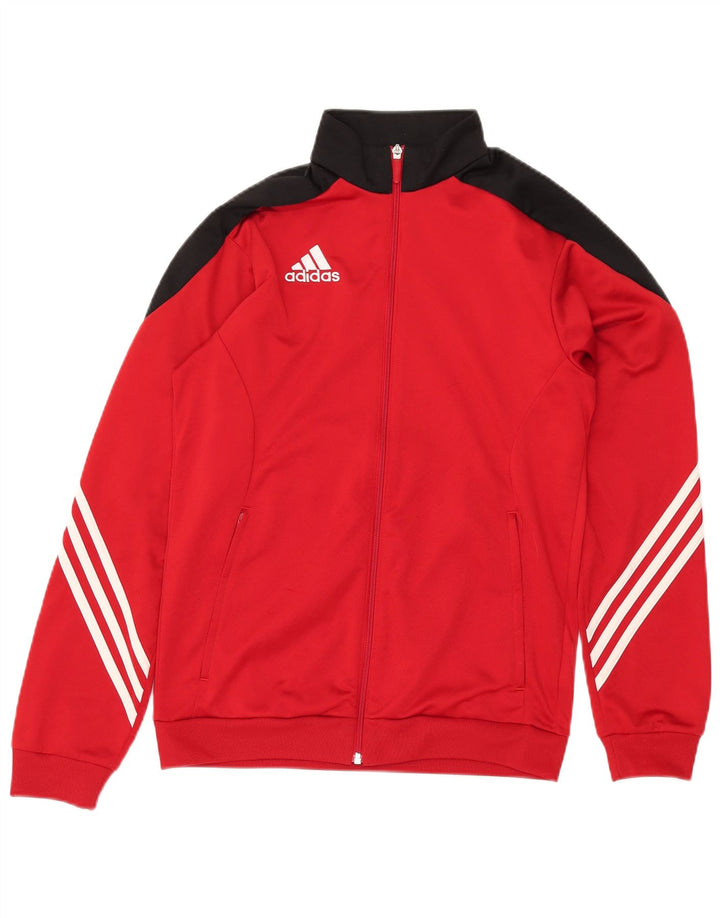Adidas Mens Tracksuit Top Jacket Small Red Colourblock Polyester