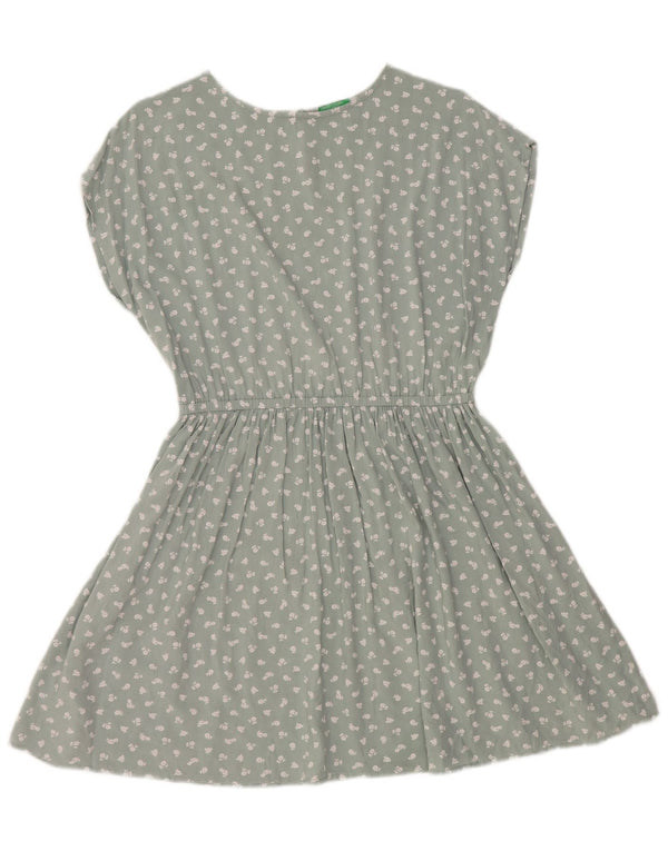 BENETTON Girls Basic Dress 11-12 Years Green Floral