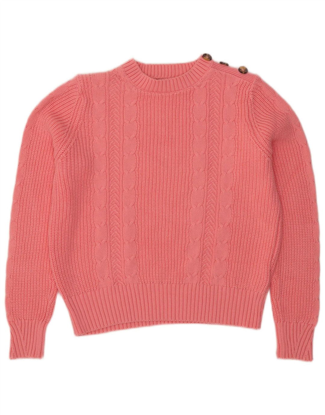 Marks & Spencer Womens Crop Crew Neck Jumper Sweater UK 14 Medium Pink