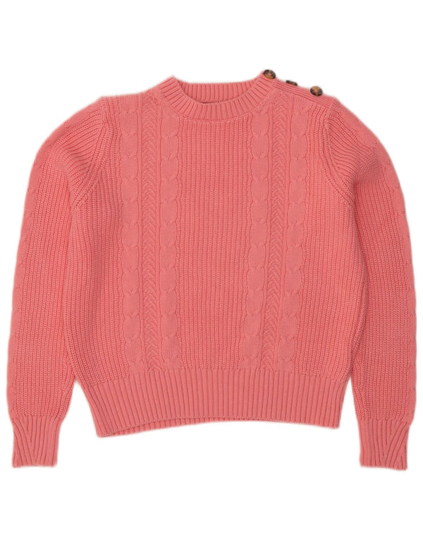 Marks & Spencer Womens Crop Crew Neck Jumper Sweater UK 14 Medium Pink