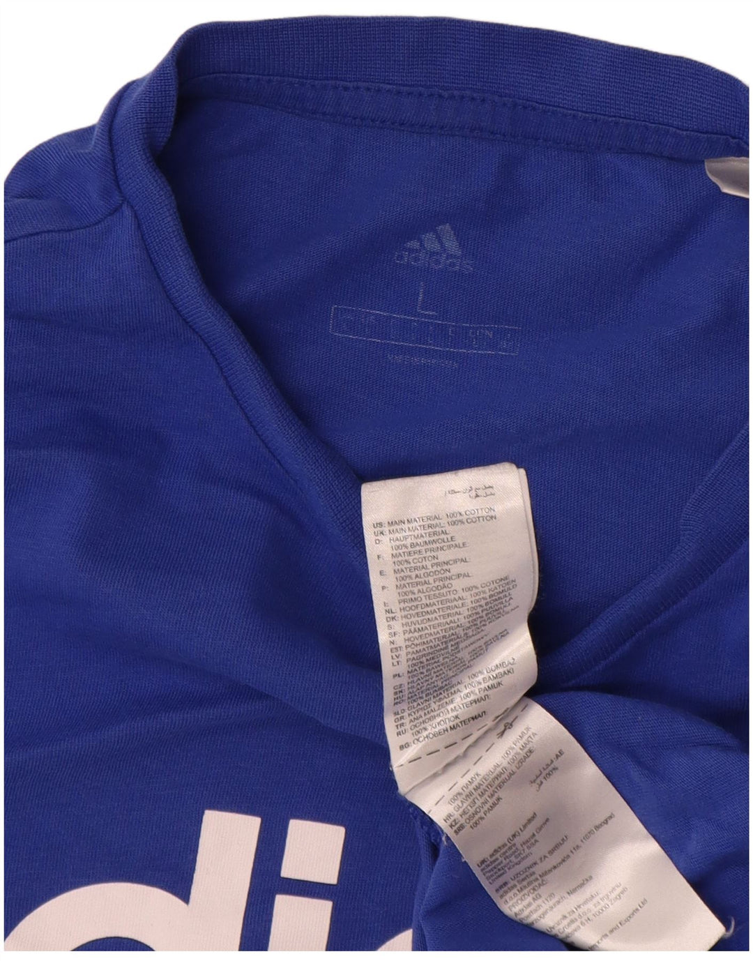 Adidas Mens Graphic T-Shirt Top Large Blue Cotton