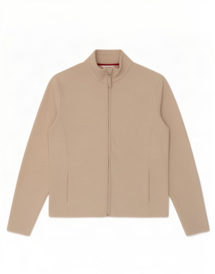 Marks & Spencer Womens Fleece Jacket UK 12 Medium Beige Polyester