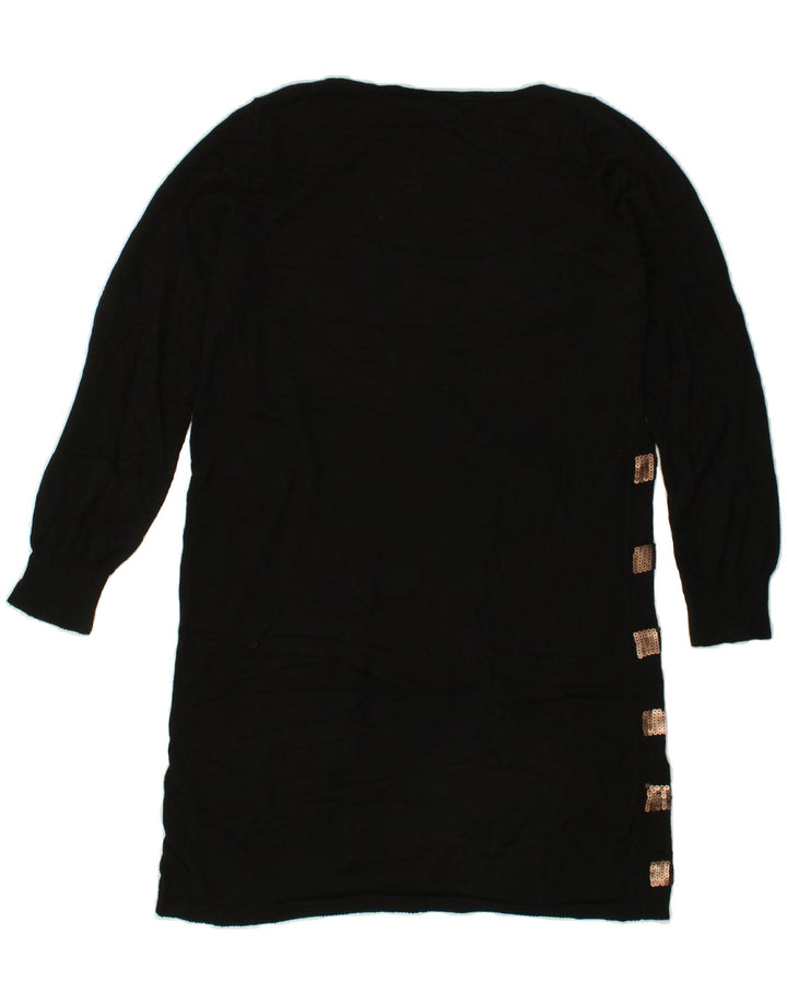 OASIS Womens Sequin Jumper Dress UK 14 Medium Black Striped Cotton Vintage Oasis and Second-Hand Oasis from Messina Hembry 