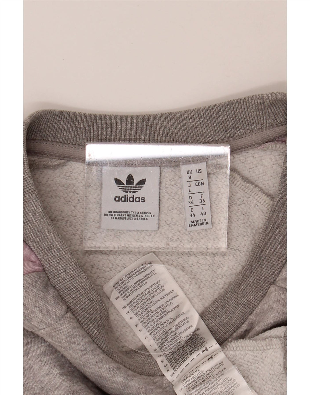 ADIDAS Womens Oversized Sweatshirt Jumper UK 8 Small  Grey Colourblock Vintage Adidas and Second-Hand Adidas from Messina Hembry 