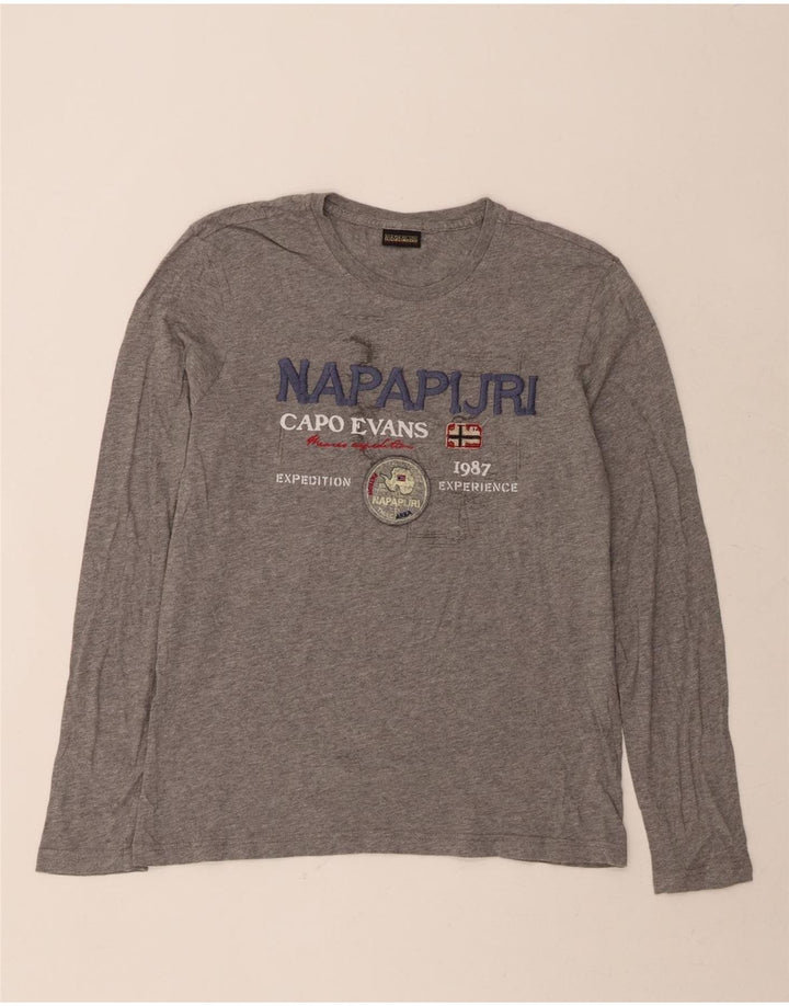 NAPAPIJRI Mens Graphic Top Long Sleeve Medium Grey Vintage Napapijri and Second-Hand Napapijri from Messina Hembry 