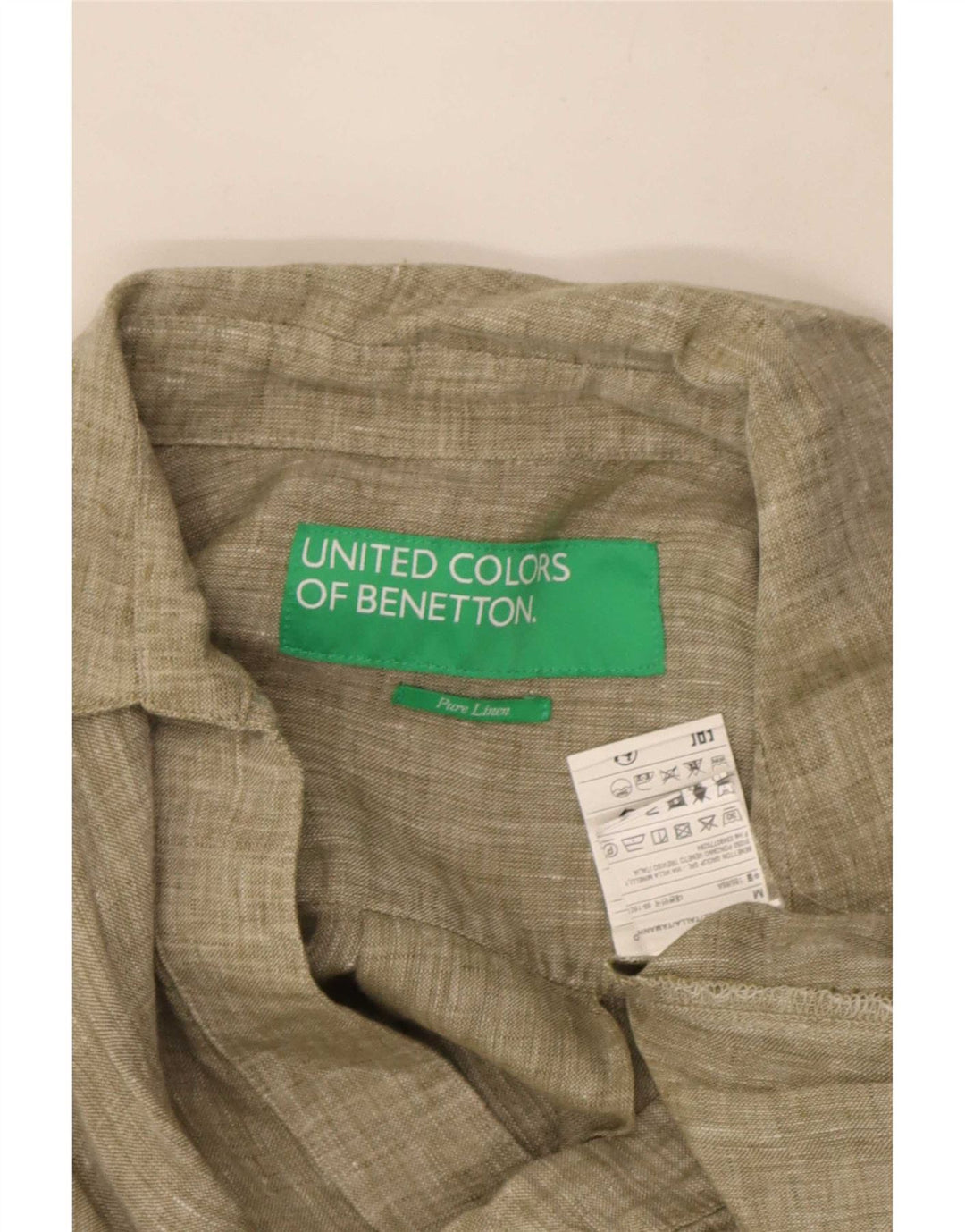 Benetton Womens A-Line Dress UK 14 Medium Khaki Linen