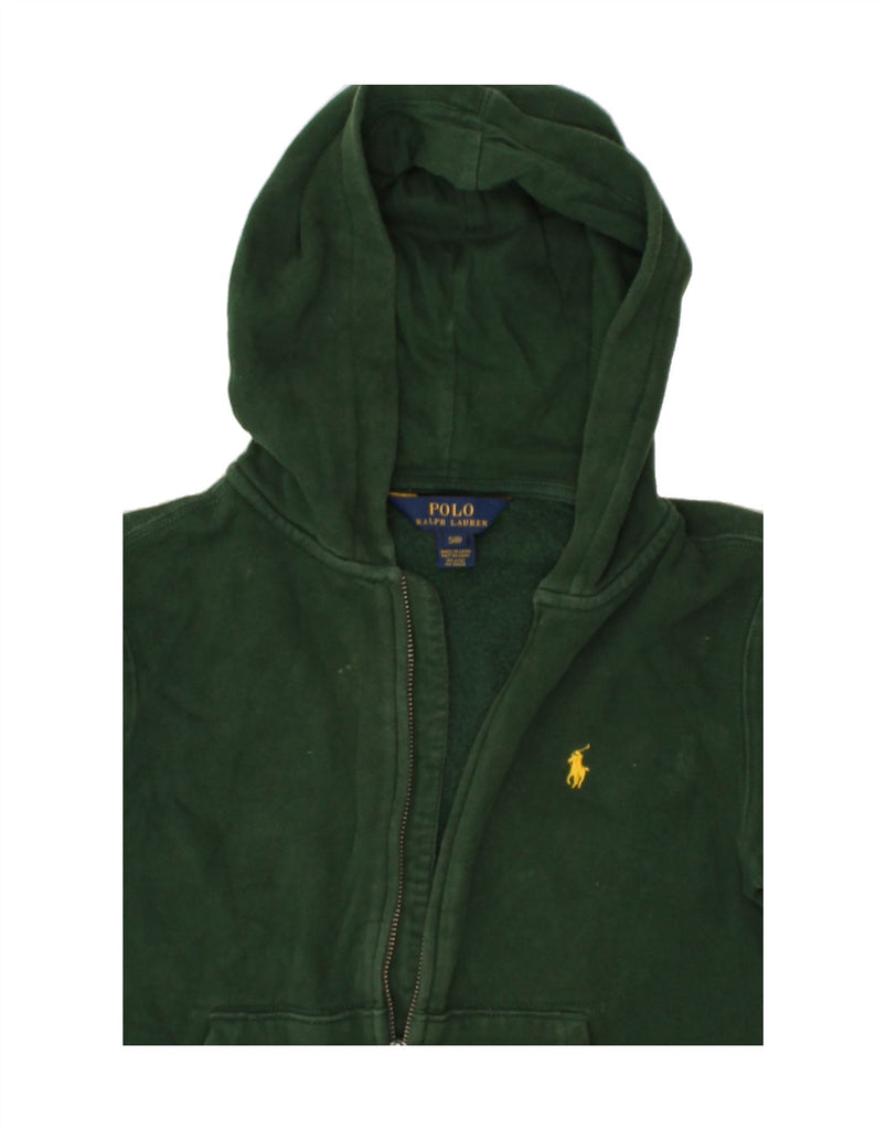 POLO RALPH LAUREN Boys Zip Hoodie Sweater 7-8 Years Small Green Cotton | Vintage Polo Ralph Lauren | Thrift | Second-Hand Polo Ralph Lauren | Used Clothing | Messina Hembry 