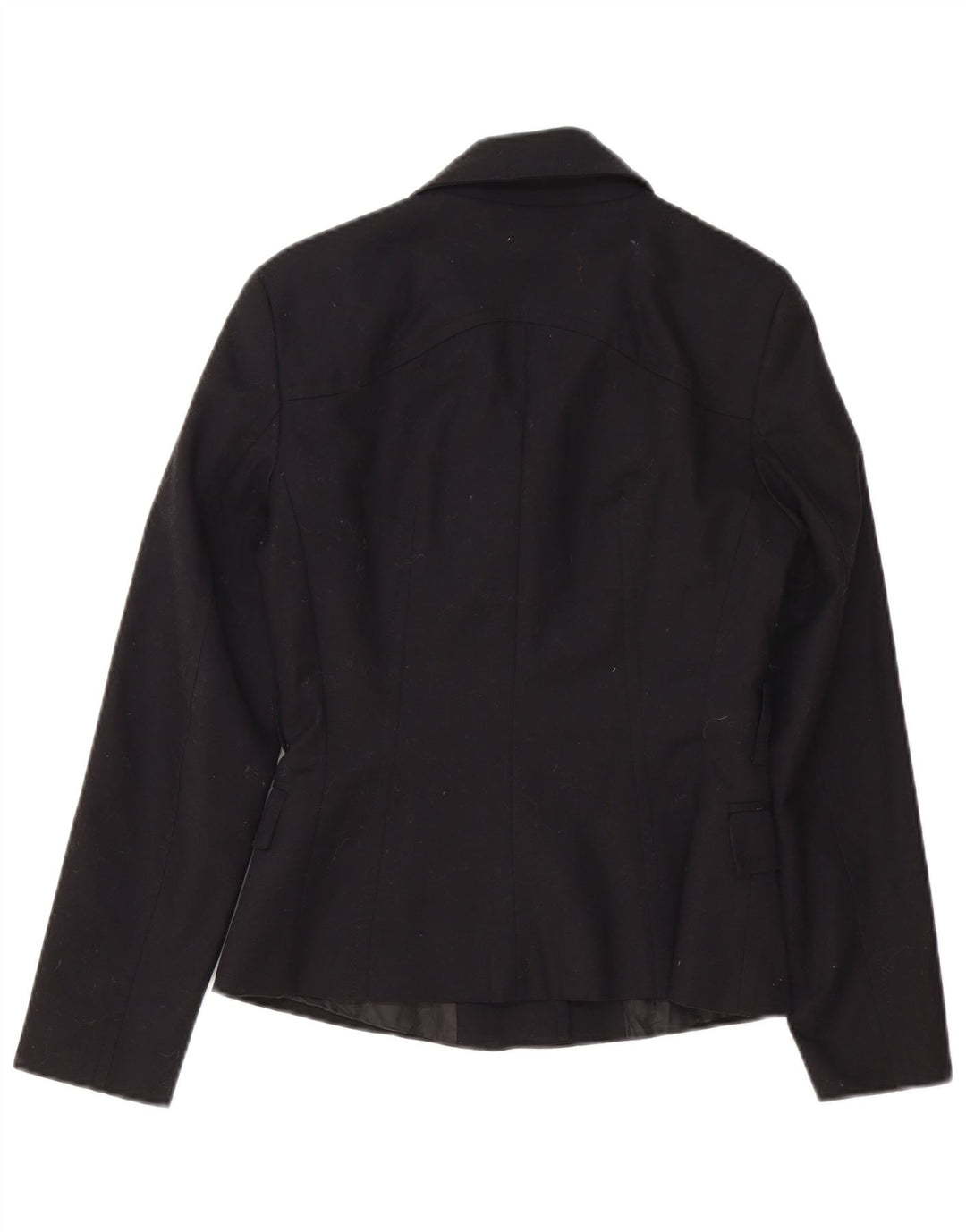Zara Womens Full Zip Blazer Jacket UK 10 Small Black Cotton