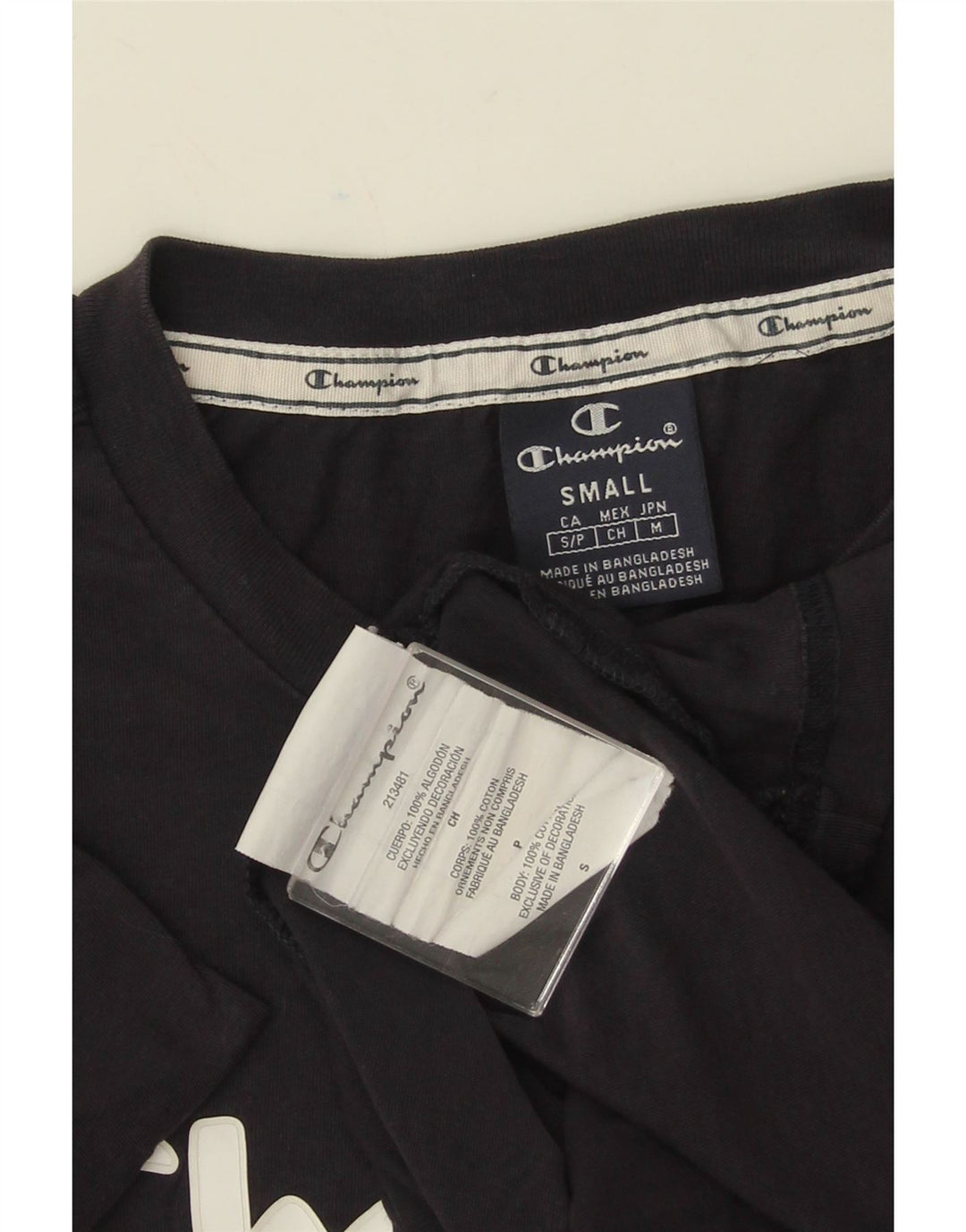 CHAMPION Mens Graphic T-Shirt Top Small Navy Blue Cotton