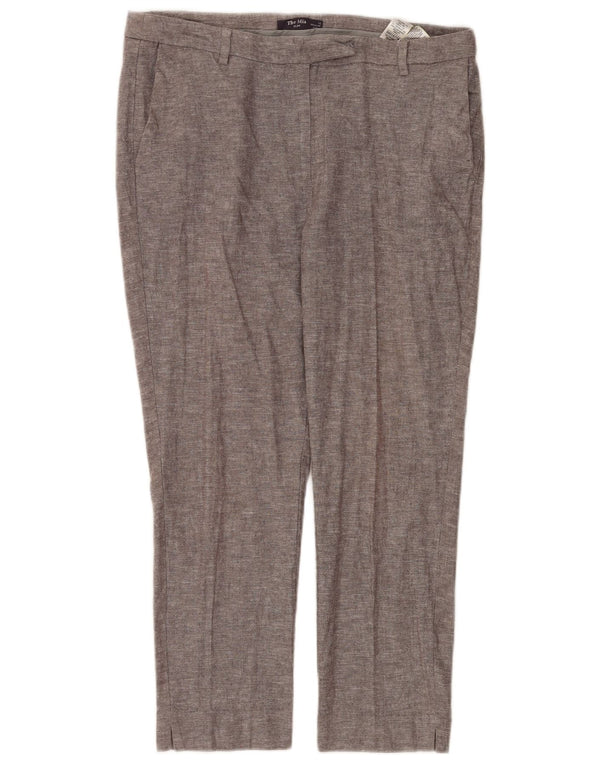 Marks & Spencer Womens Slim Suit Trousers UK 14 Large W34 L26 Grey Flecked