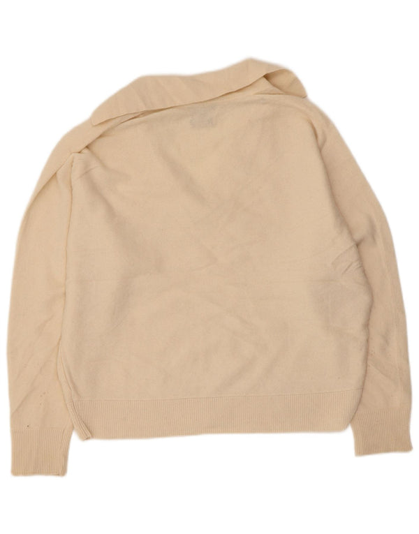 Massimo Dutti Womens Crop Polo Neck Jumper Sweater UK 10 Small Beige