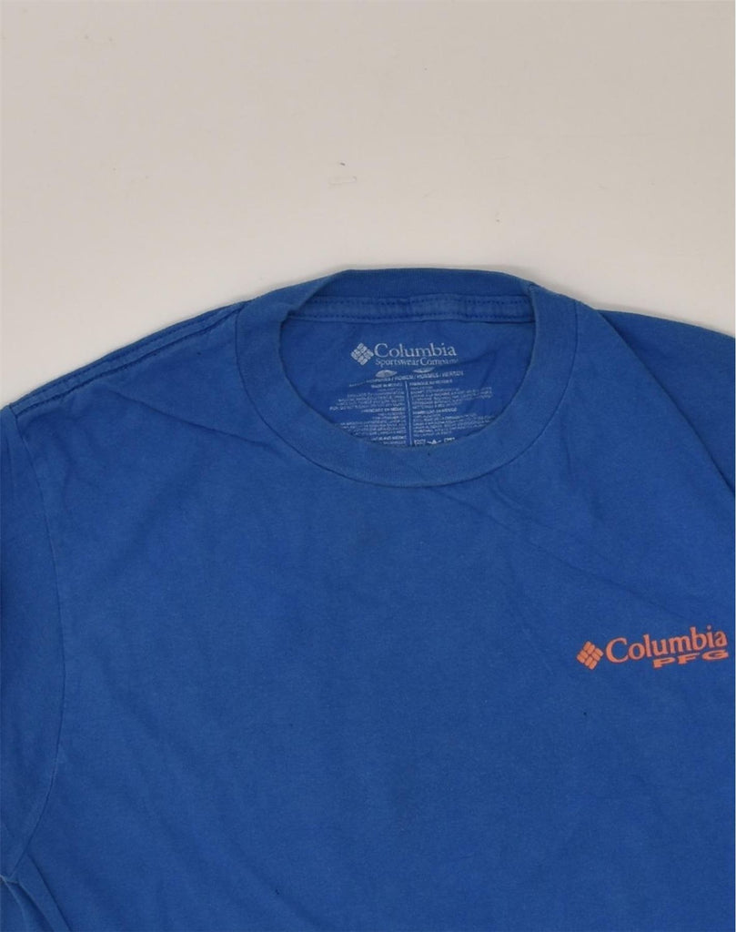 COLUMBIA Mens Graphic T-Shirt Top Small Blue Cotton | Vintage Columbia | Thrift | Second-Hand Columbia | Used Clothing | Messina Hembry 