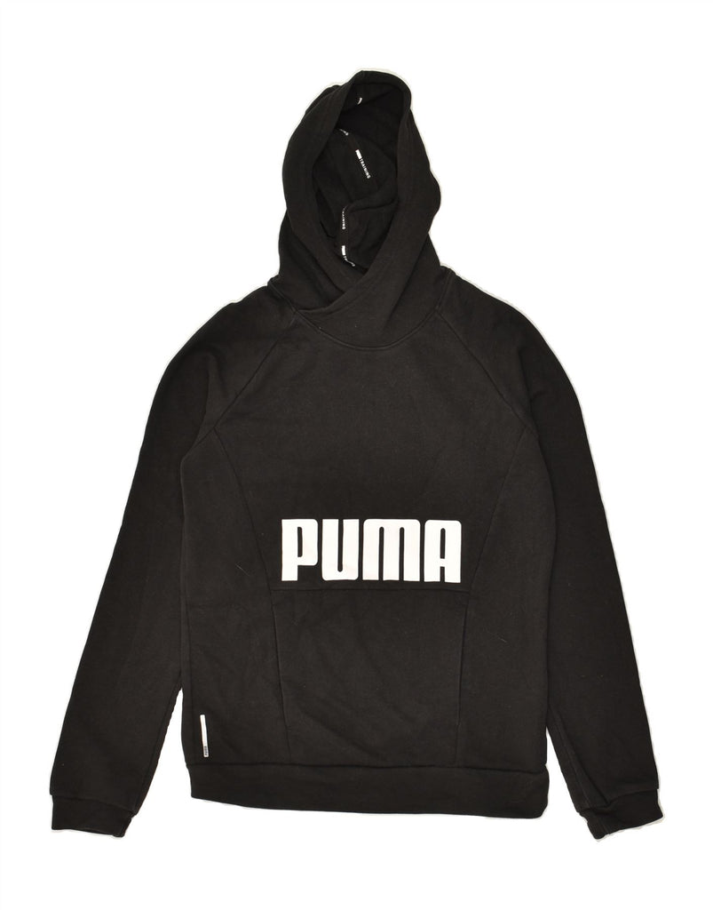 PUMA Mens Graphic Hoodie Jumper Small Black | Vintage Puma | Thrift | Second-Hand Puma | Used Clothing | Messina Hembry 