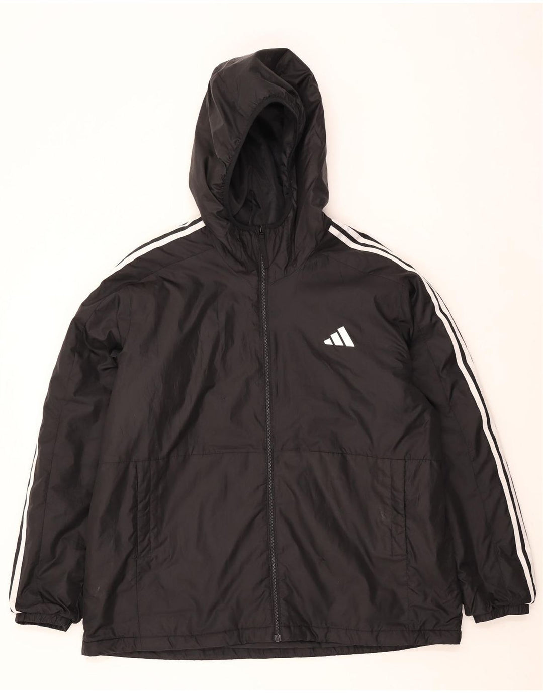 Adidas Mens Hooded Windbreaker Jacket UK 44 2XL Black Polyester