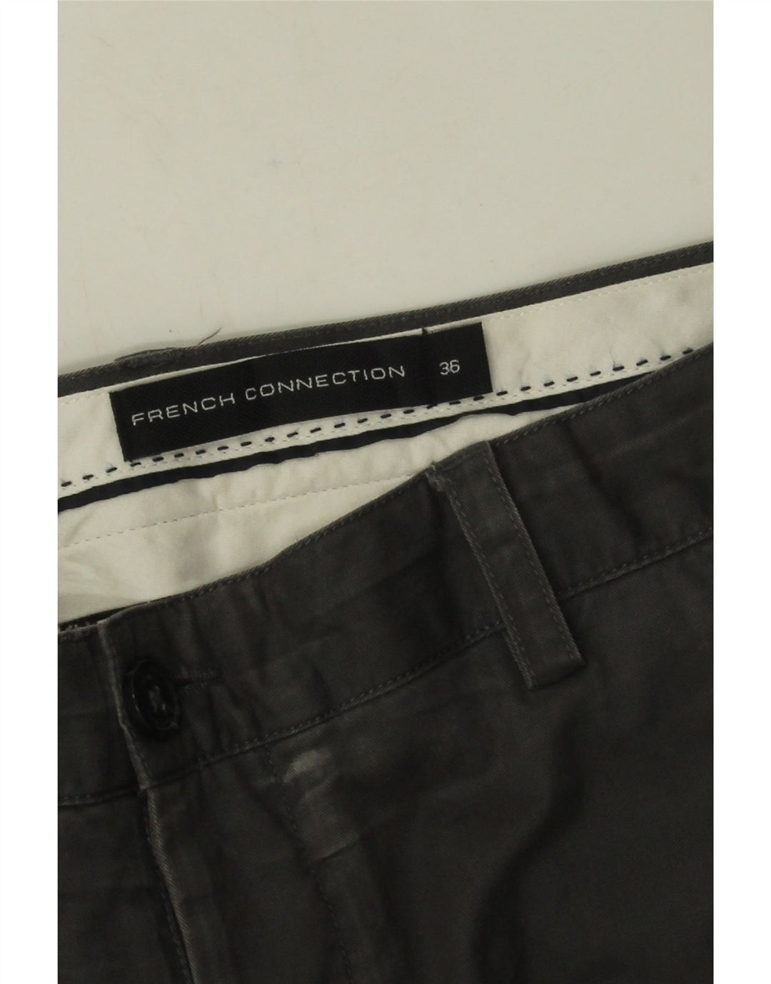 French Connection Mens Slim Chino Trousers W36 L32 Grey Cotton