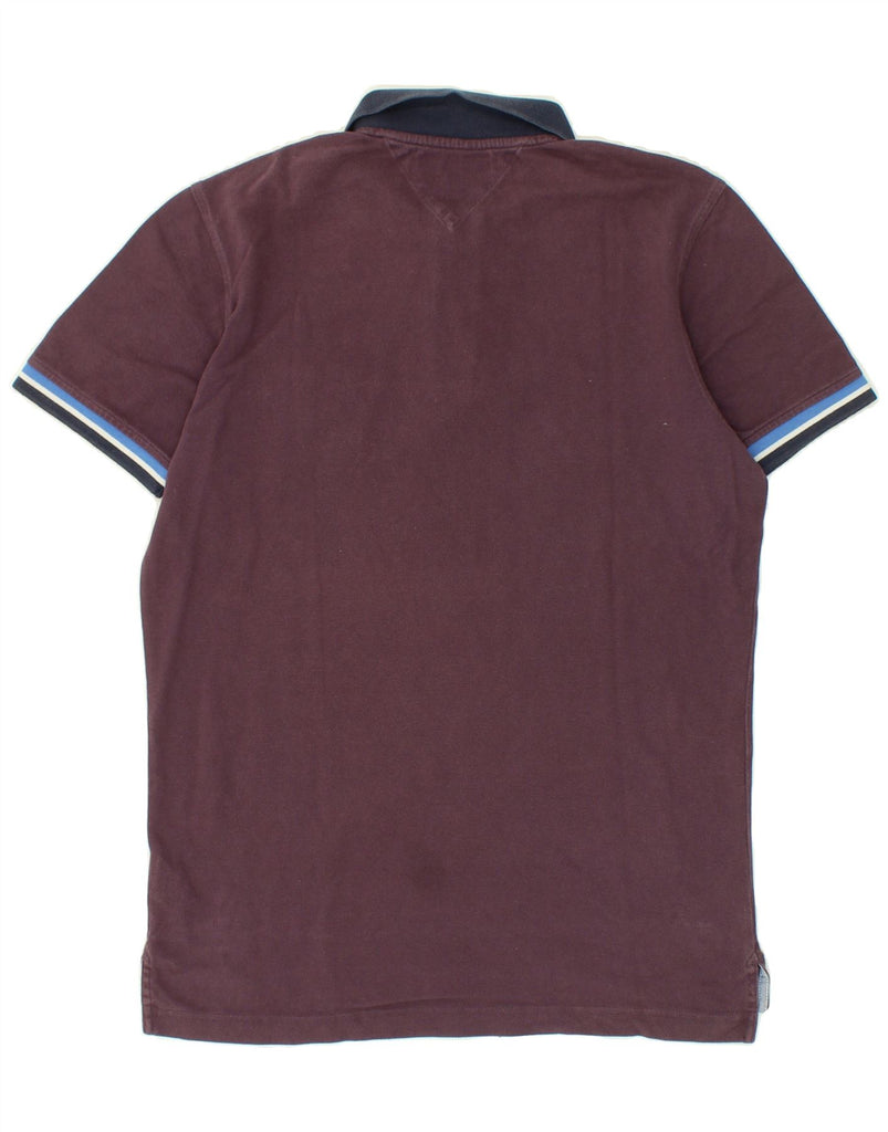 TOMMY HILFIGER Mens Graphic Polo Shirt Small Maroon Cotton Vintage Tommy Hilfiger and Second-Hand Tommy Hilfiger from Messina Hembry 