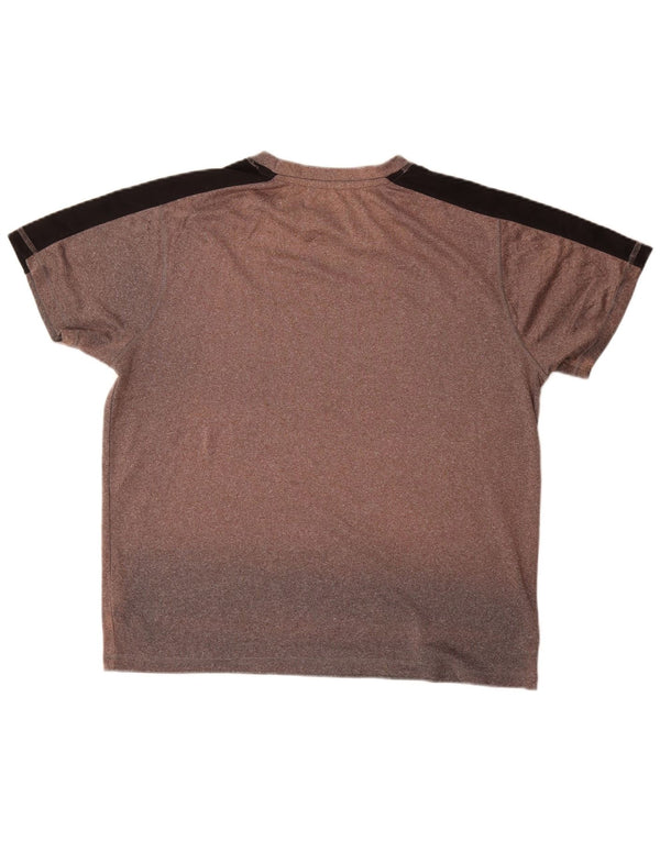 Fila Mens T-Shirt Top Large Brown Colourblock Polyester