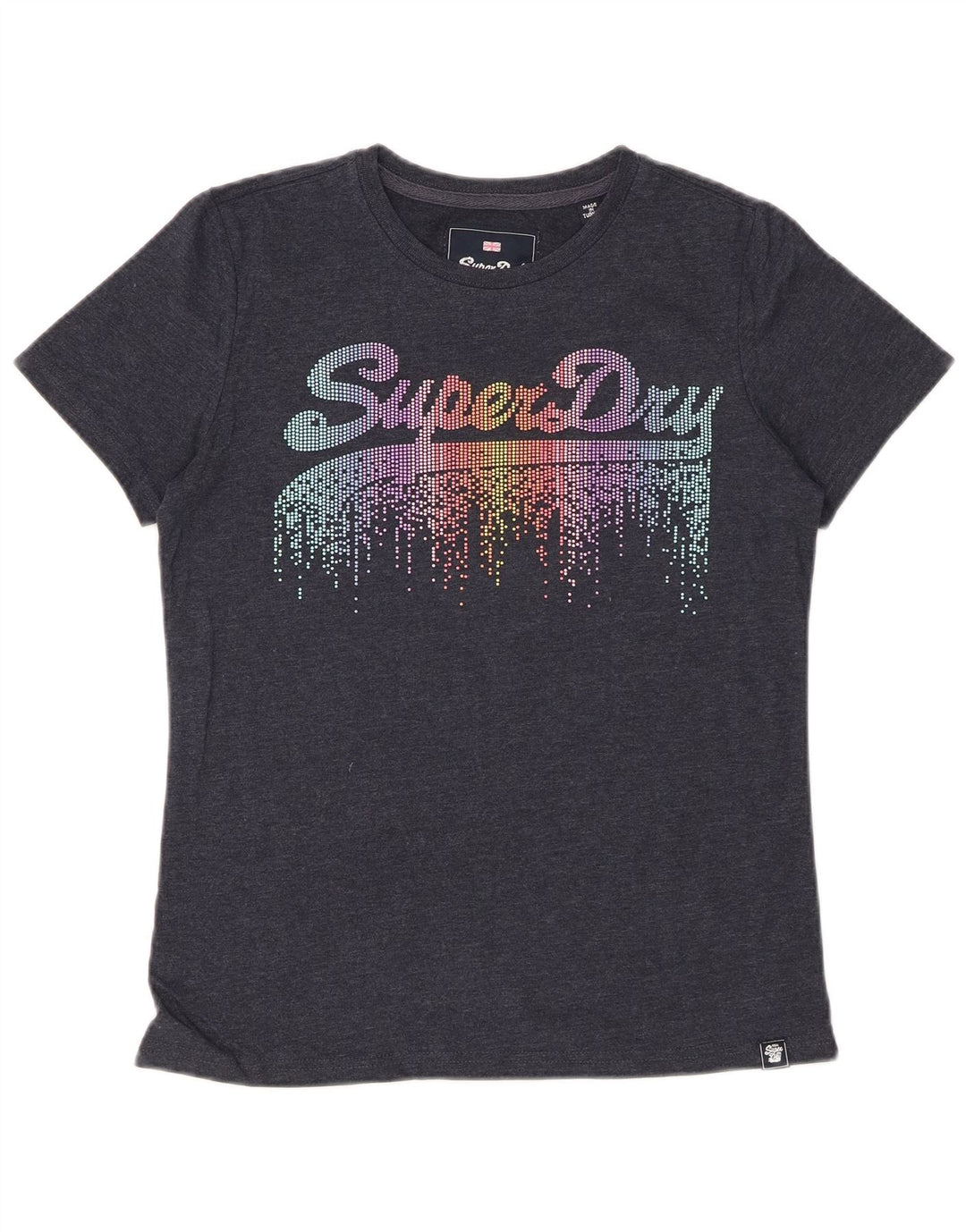 SUPERDRY Womens Graphic T-Shirt Top UK 10 Small Grey
