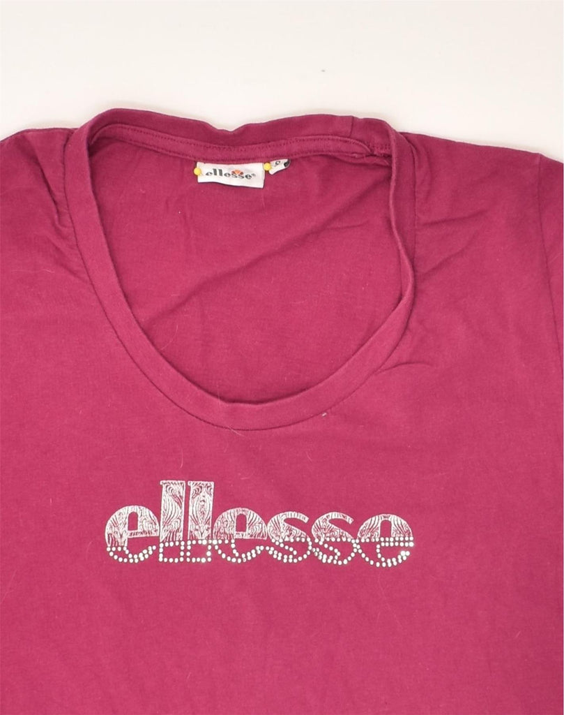 ELLESSE Womens Graphic T-Shirt Top UK 8 Small Pink Cotton | Vintage Ellesse | Thrift | Second-Hand Ellesse | Used Clothing | Messina Hembry 