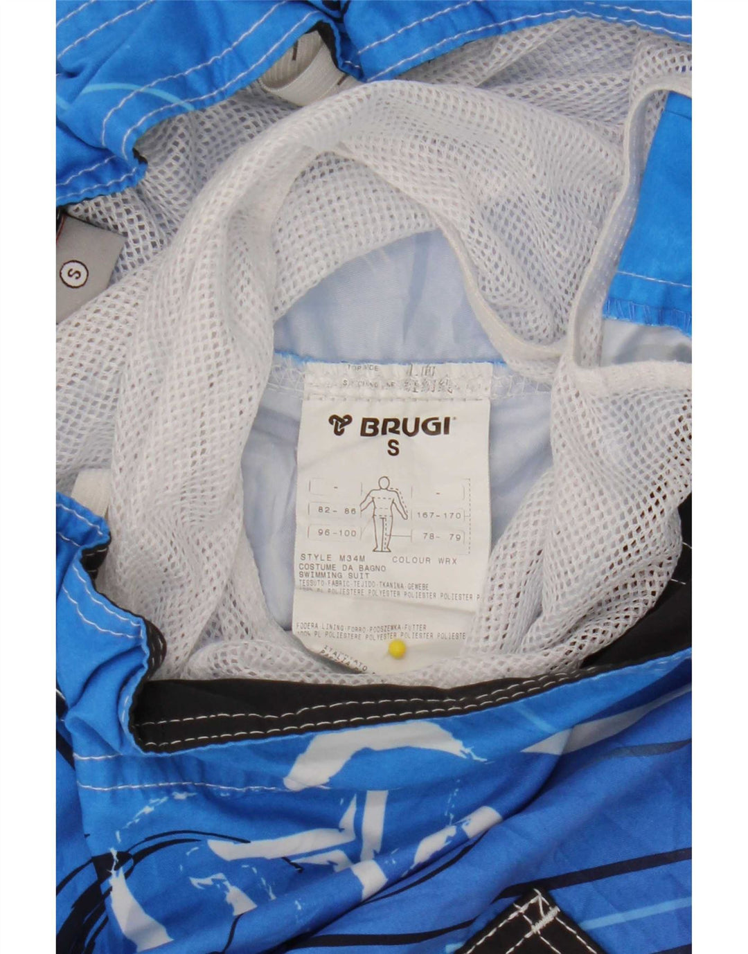 Brugi Mens Graphic Swimming Shorts Small Blue Floral Polyester
