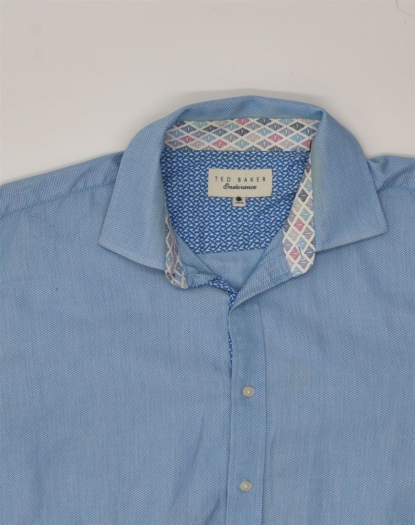 TED BAKER Mens Shirt Size 34/35 Large Blue Chevron Cotton | Vintage Ted Baker | Thrift | Second-Hand Ted Baker | Used Clothing | Messina Hembry 