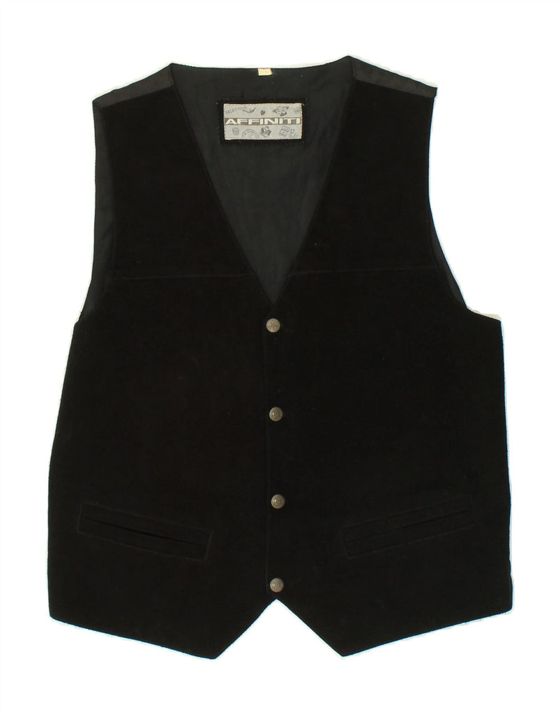 VINTAGE Mens Waistcoat Medium Black Polyester | Vintage Vintage | Thrift | Second-Hand Vintage | Used Clothing | Messina Hembry 