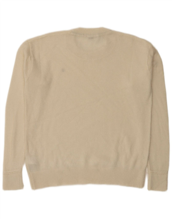 Tommy Hilfiger Womens Crew Neck Jumper Sweater UK 14 Medium Off White Wool